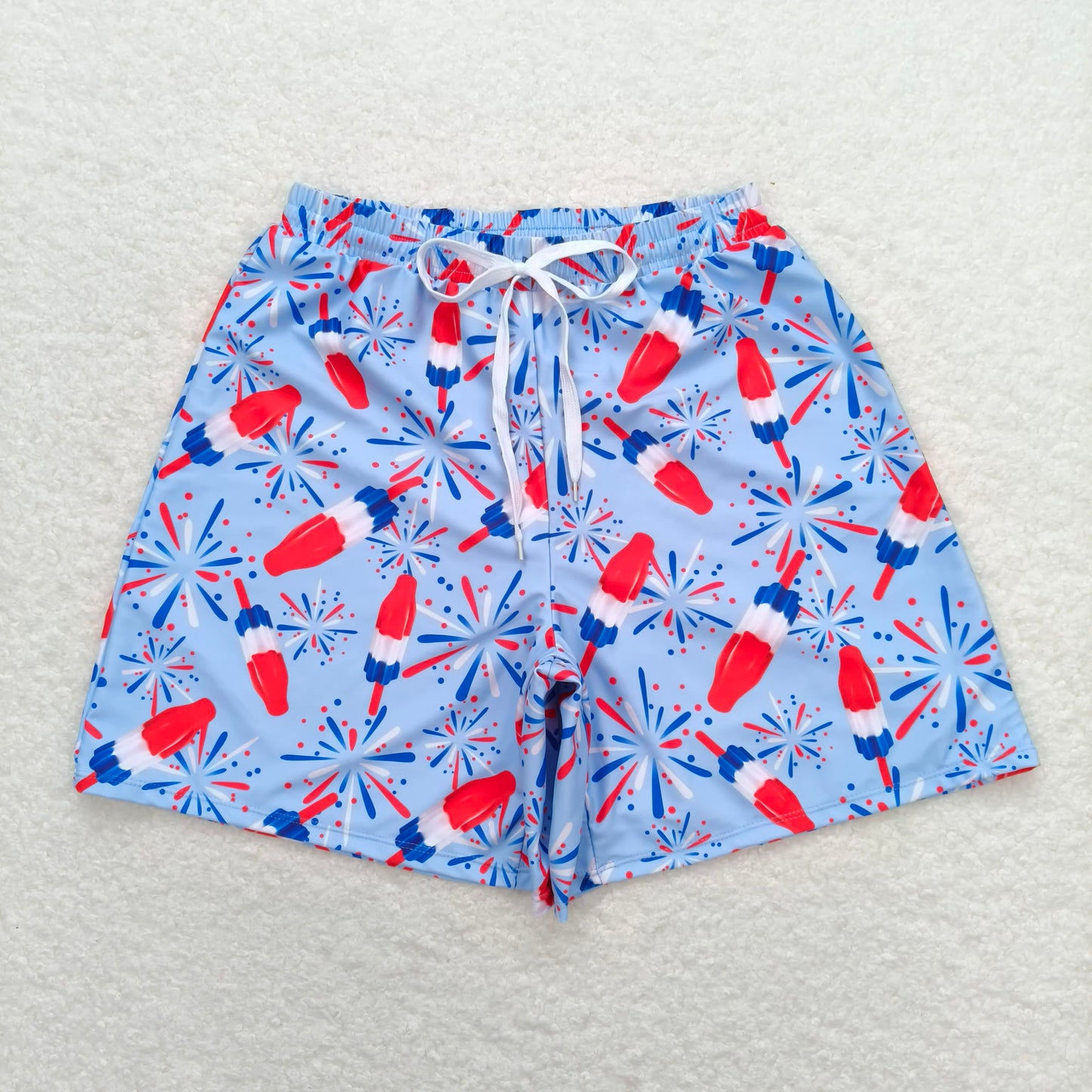 4.10  S0335 Adult male fireworks popsicle blue swimming trunks
