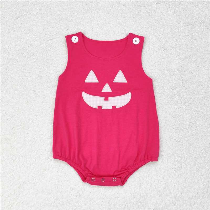 SR1925 Halloween smiley face rose red vest jumpsuit