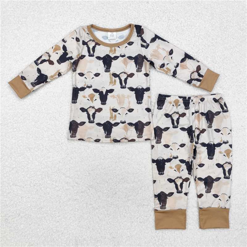 BLP0860 Modal cow brown long sleeve long pants pajamas set