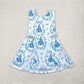 4.28  GSD2200 Bow pattern castle blue striped yoga sleeveless dress