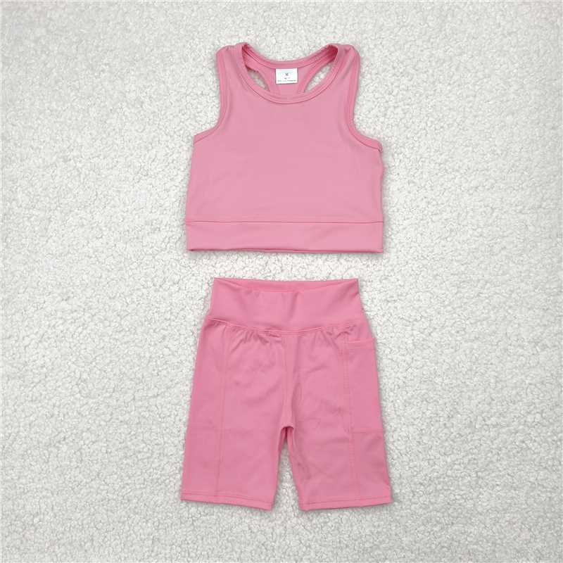 4.24 GSSO1516 Pure pink vest shorts yoga suit
