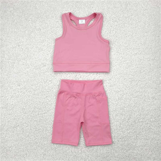 4.24 GSSO1516 Pure pink vest shorts yoga suit