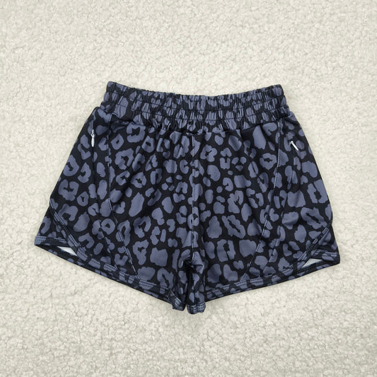 5.1  SS0467 Gray and black leopard print yoga shorts