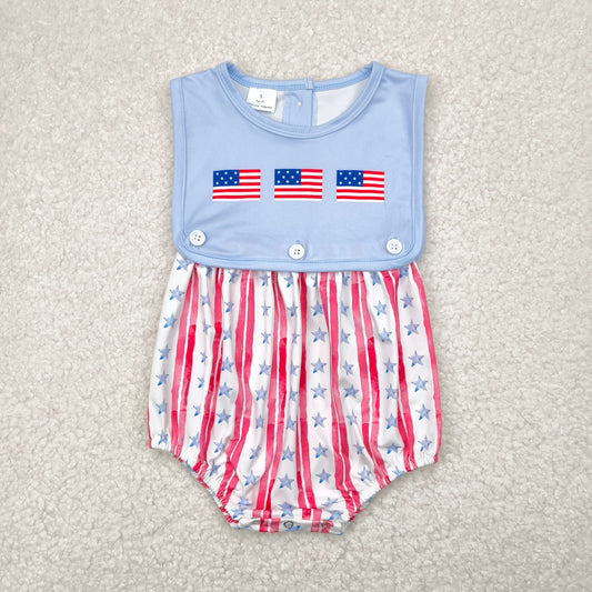 5.2 SR3049 National Day flag stars and stripes blue vest jumpsuit