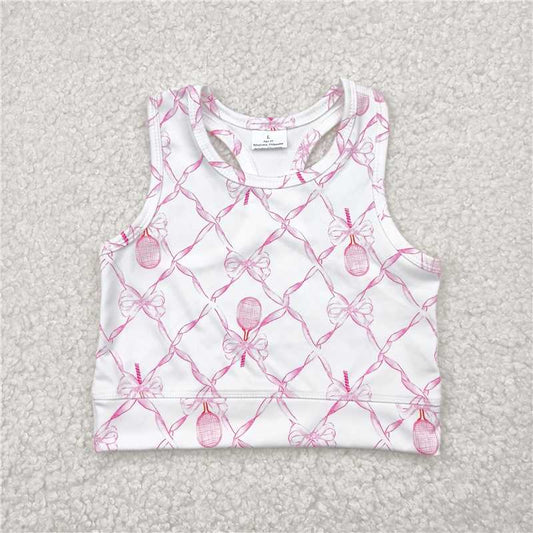 4.28  GT0883 White yoga vest with racket bow pattern