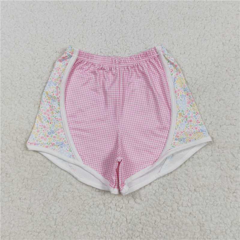 5.1 SS0518 Floral pink plaid shorts