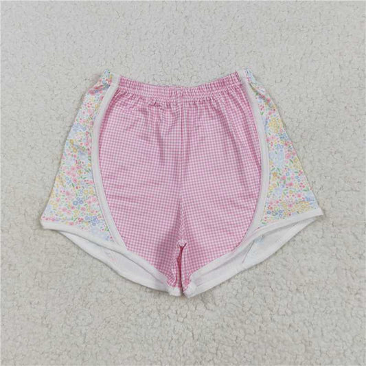 5.1 SS0518 Floral pink plaid shorts