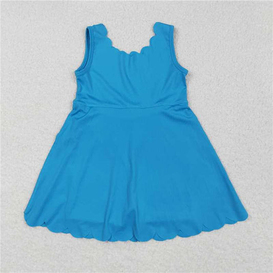 6.3  GSD2375 Pure blue lace yoga sleeveless dress