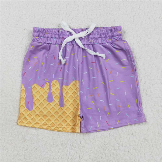 X830  SS0621 Waffle Ice Cream Purple Pocket Shorts