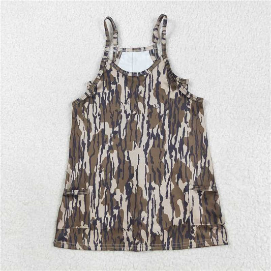 X828 GSD2720 Military Green Camouflage Pocket Yoga Slip Dress