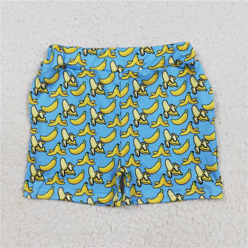 X830  SS0634 Blue banana pattern pocket shorts