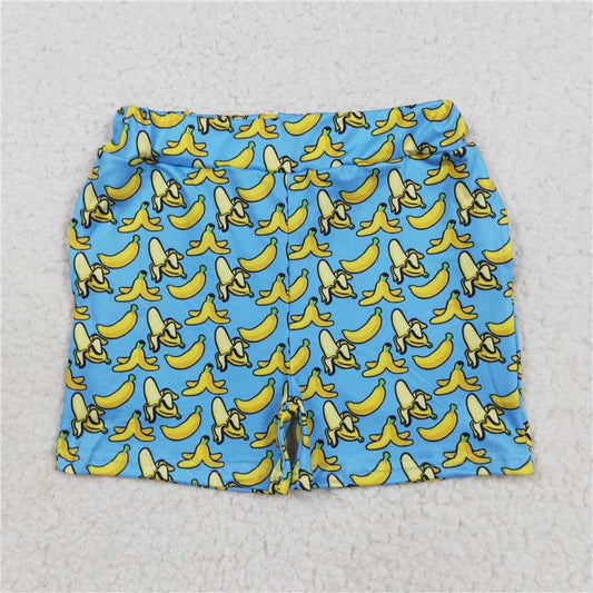 X830  SS0634 Blue banana pattern pocket shorts
