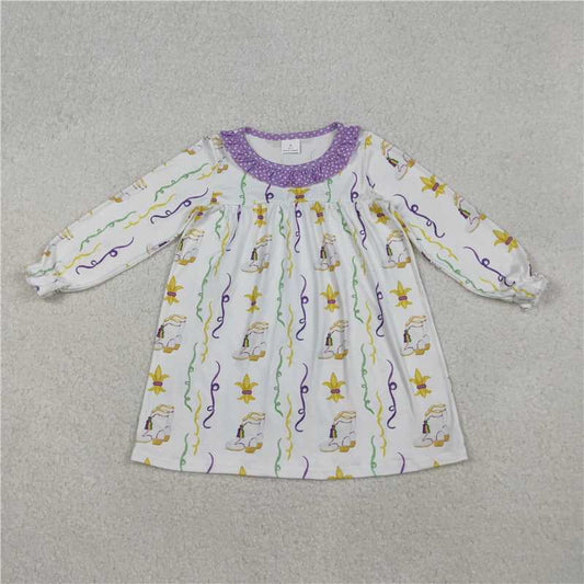 X11.4  GLD0947 Carnival-themed polka dot purple lace white long-sleeved dress with polka dot boots