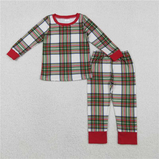 X11.10  BLP1279 Christmas Red and Green Plaid Long-Sleeved Pajama Set