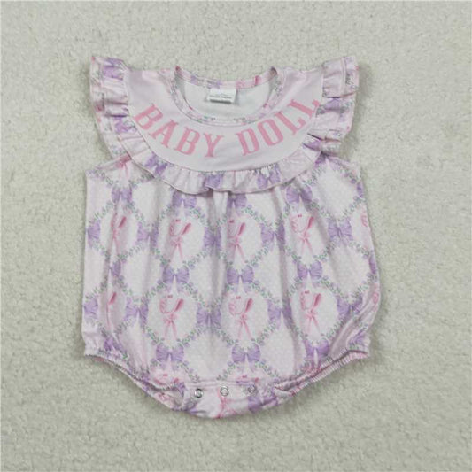 X11.5  SR3292 Baby Doll Floral Bow Pattern Plaid Vest Bodysuit
