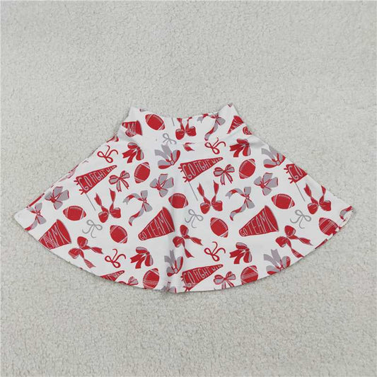 X12.30 GLK0141 Red flared yoga skirt with a football-inspired bow pattern