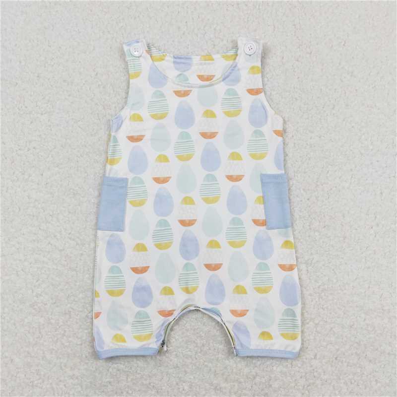 SR0901 Easter Egg Blue Pocket Sleeveless Jumpsuit