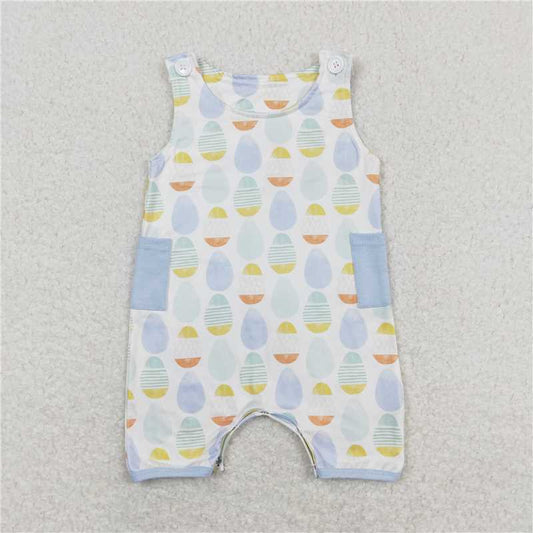 SR0901 Easter Egg Blue Pocket Sleeveless Jumpsuit