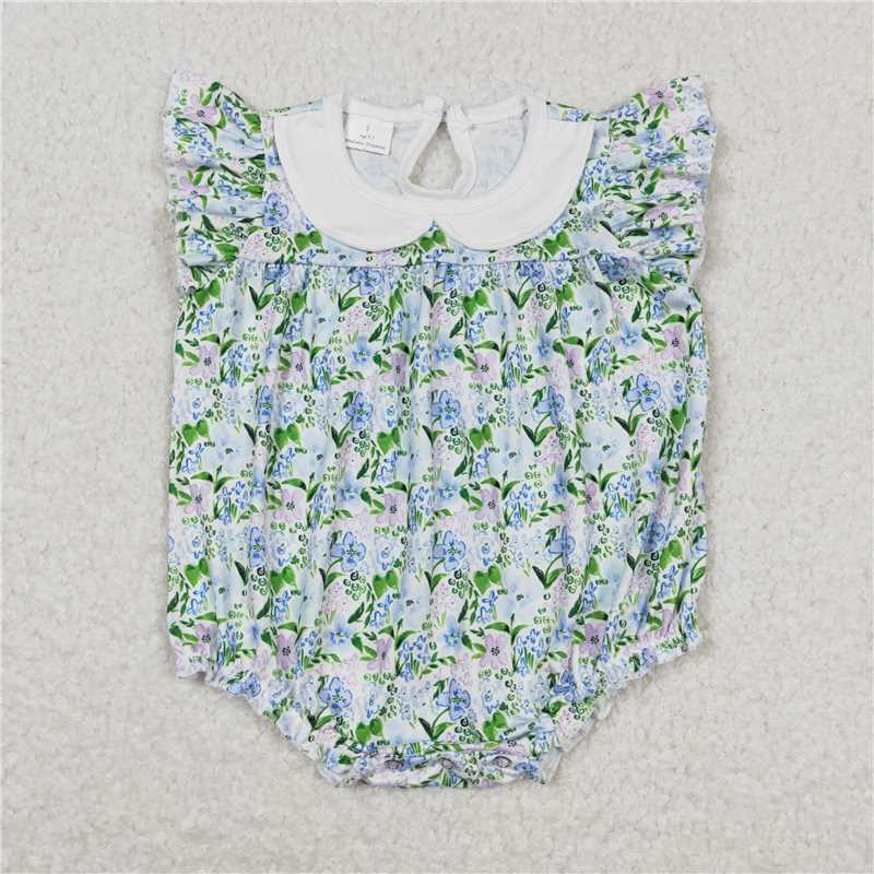 SR1004 Floral White Baby Doll Neck Tank Bodysuit