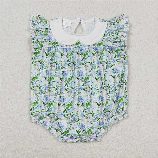 SR1004 Floral White Baby Doll Neck Tank Bodysuit