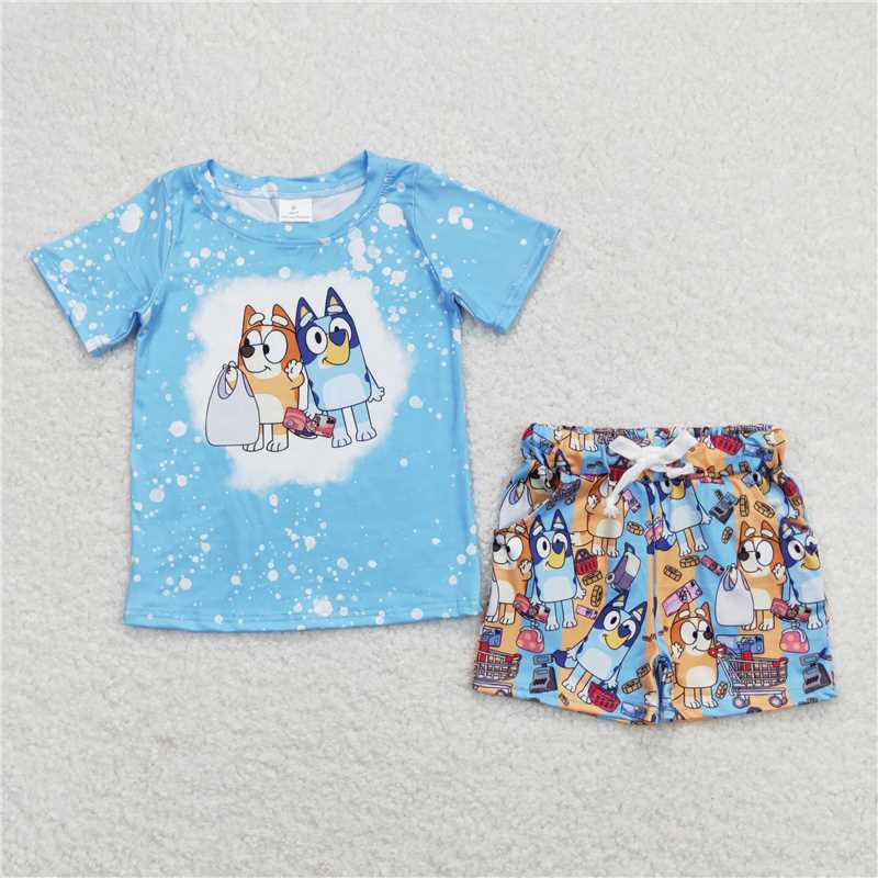 BSSO0599 bluey blue short-sleeved shorts suit