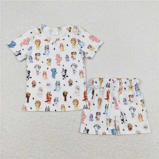 BSSO0660 bluey cartoon lightning white short sleeve shorts suit