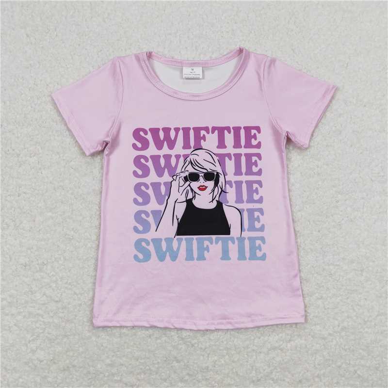 GT0505 swiftie letter pink short sleeve top