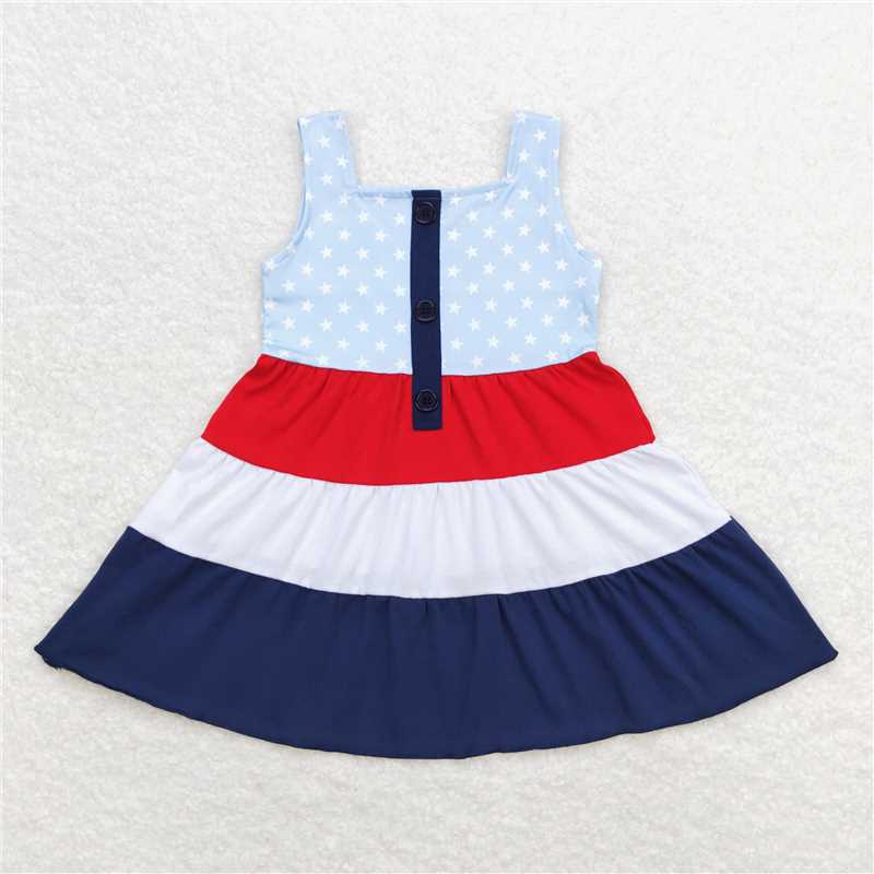 GSD0900 Red White and Blue Stars Sleeveless Dress