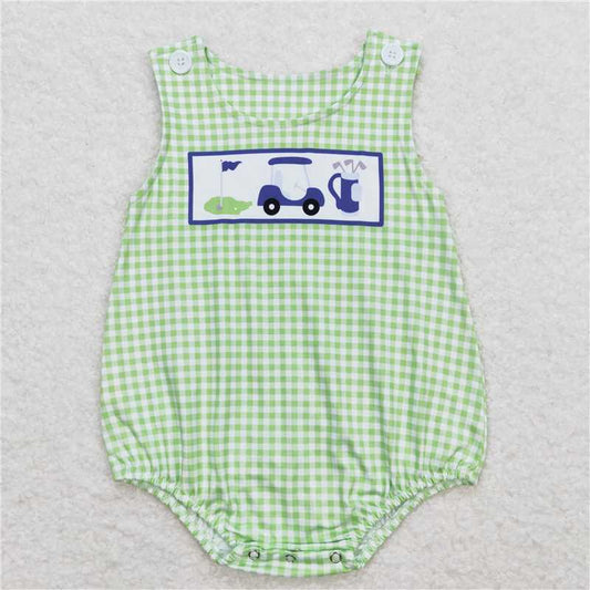 SR1227 Golf Touring Car Green Plaid Vest Jumpsuit