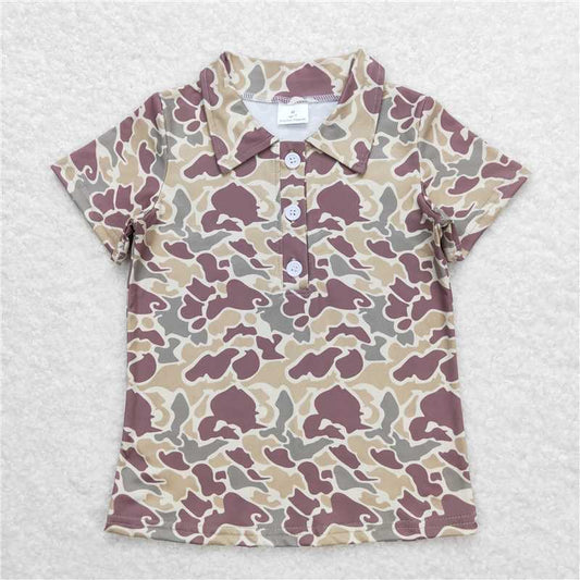 BT0640 Brown and green camouflage short-sleeved top