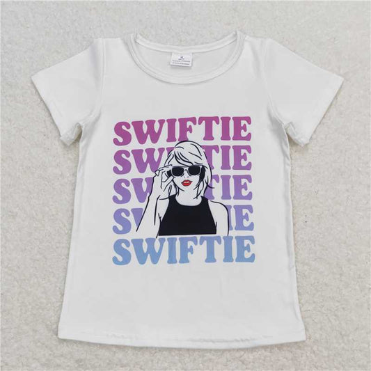 GT0550 white short-sleeved top with swiftie lettering