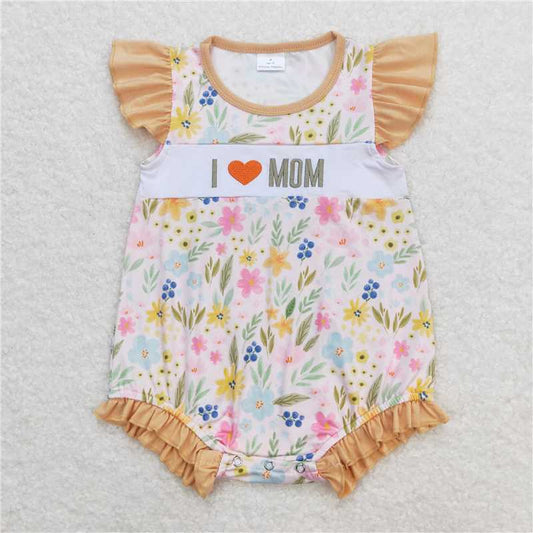 SR1131 I love mom embroidered floral floral vest jumpsuit