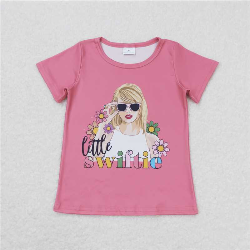 GT0552 little swiftie floral pink short-sleeved top