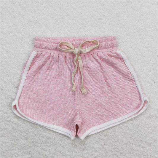 SS0319 Pink and white waffle shorts