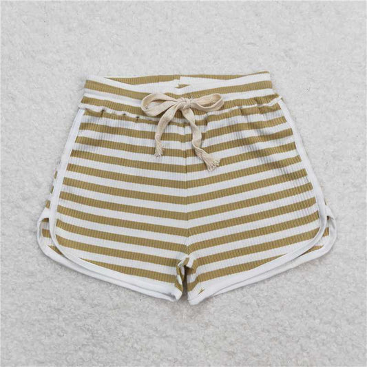 SS0329 Striped brown and green shorts