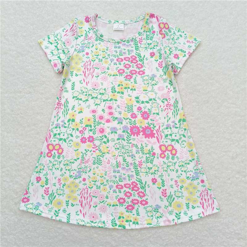 GSD0823 Floral white short-sleeved dress