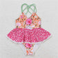 S0249 Floral floral lace pink and orange suspender one-piece swimsuit