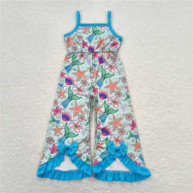 SR1391 Starfish Mermaid Mermaid Teal Sleeveless Jumpsuit