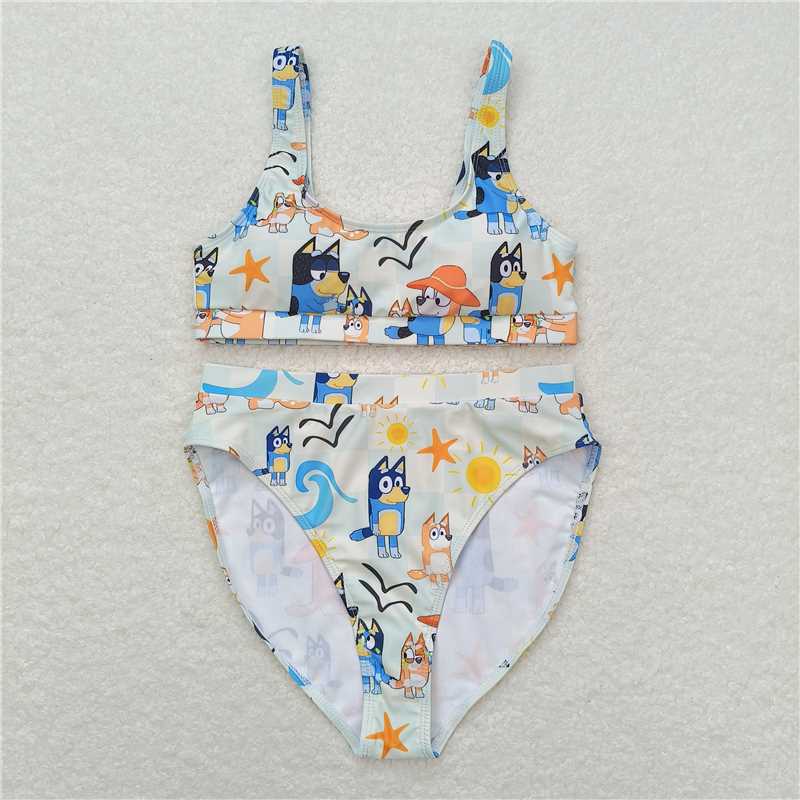 4.10  S0358 Adult female bluey sun light yellow swimsuit set