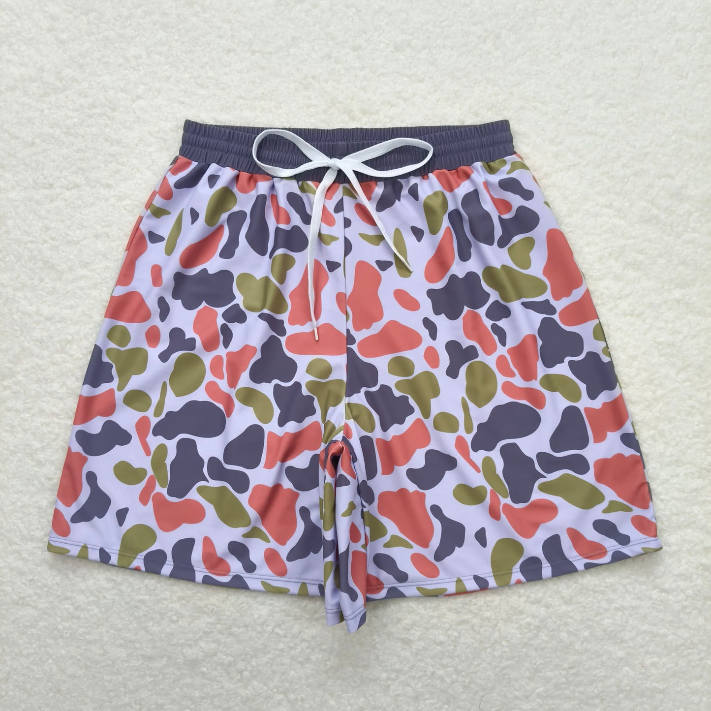 4.10 S0402 Adult male light green yellow brown camouflage swimming trunks