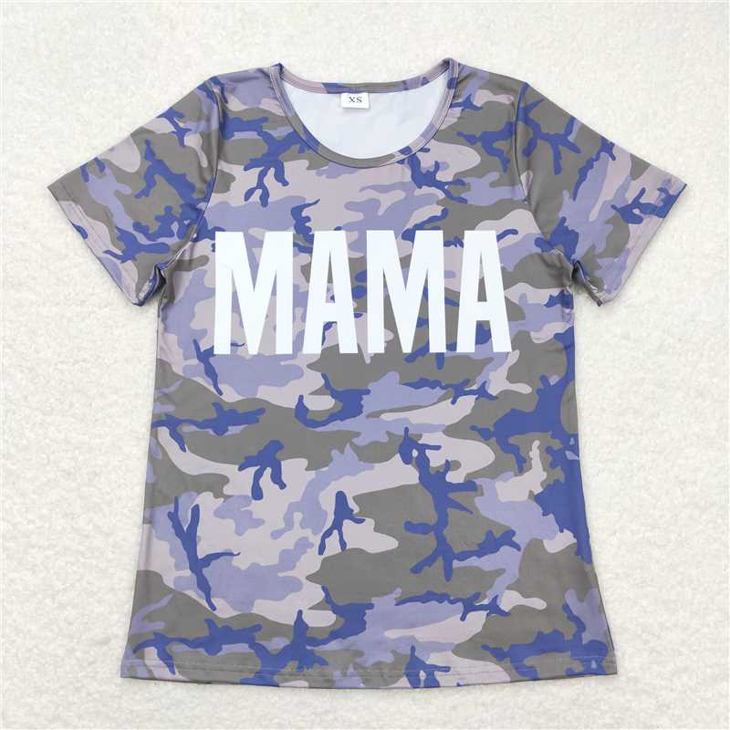 4.9 GT0510 Adult female mama letter camouflage short-sleeved top