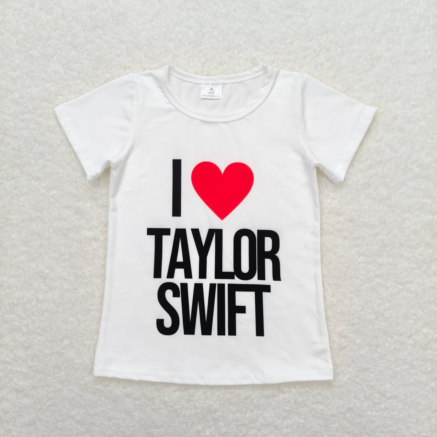 GT0551 I love taylor swift white short sleeve top