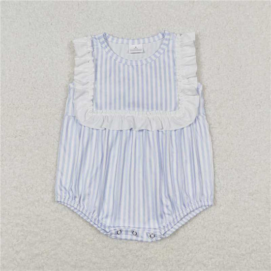 SR1363 Blue and white striped lace vest jumpsuit