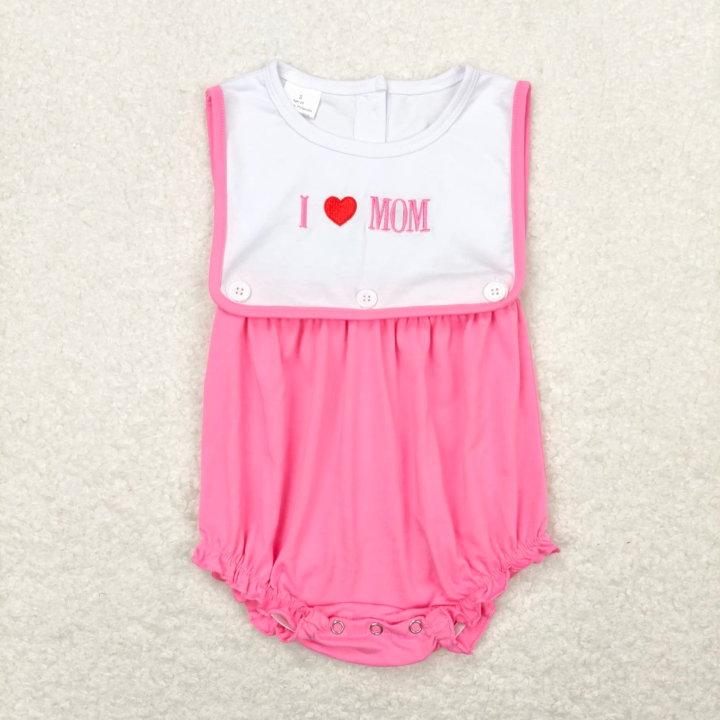 SR1434 I love mom pink tank top with embroidered letters