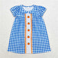 GSD1257 Embroidered pumpkin doll collar blue short-sleeved dress