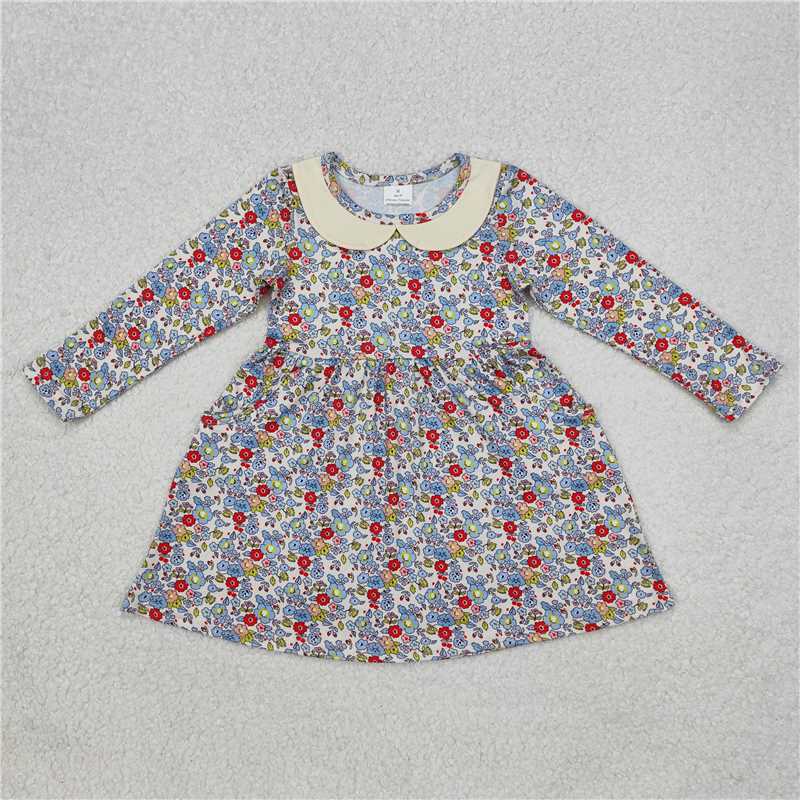 GLD0811 Flower floral doll collar long-sleeved dress