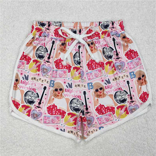 4.9 SS0420 Adult female Taylor's version dice guitar star pink shorts