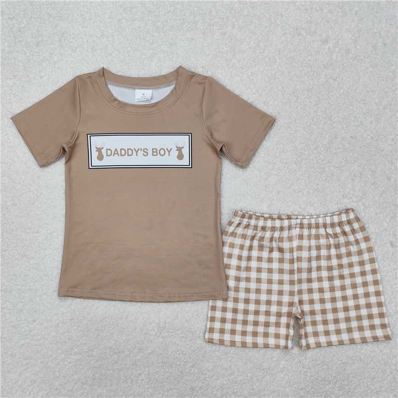 BSSO1130 Daddy's boy elk short-sleeved shorts set