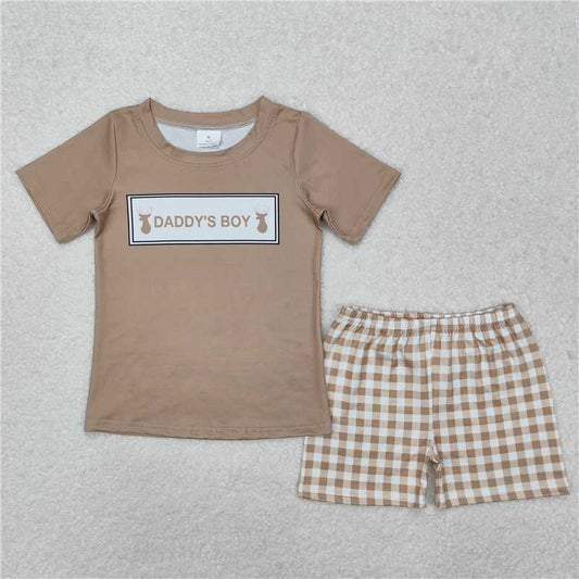 BSSO1130 Daddy's boy elk short-sleeved shorts set