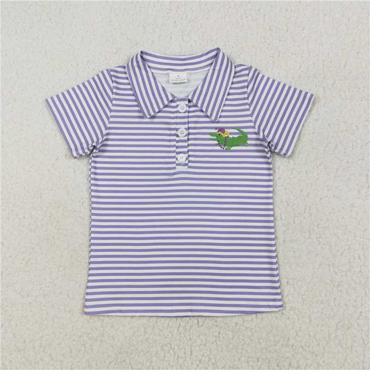 BT1092 Carnival crocodile purple striped short-sleeved top